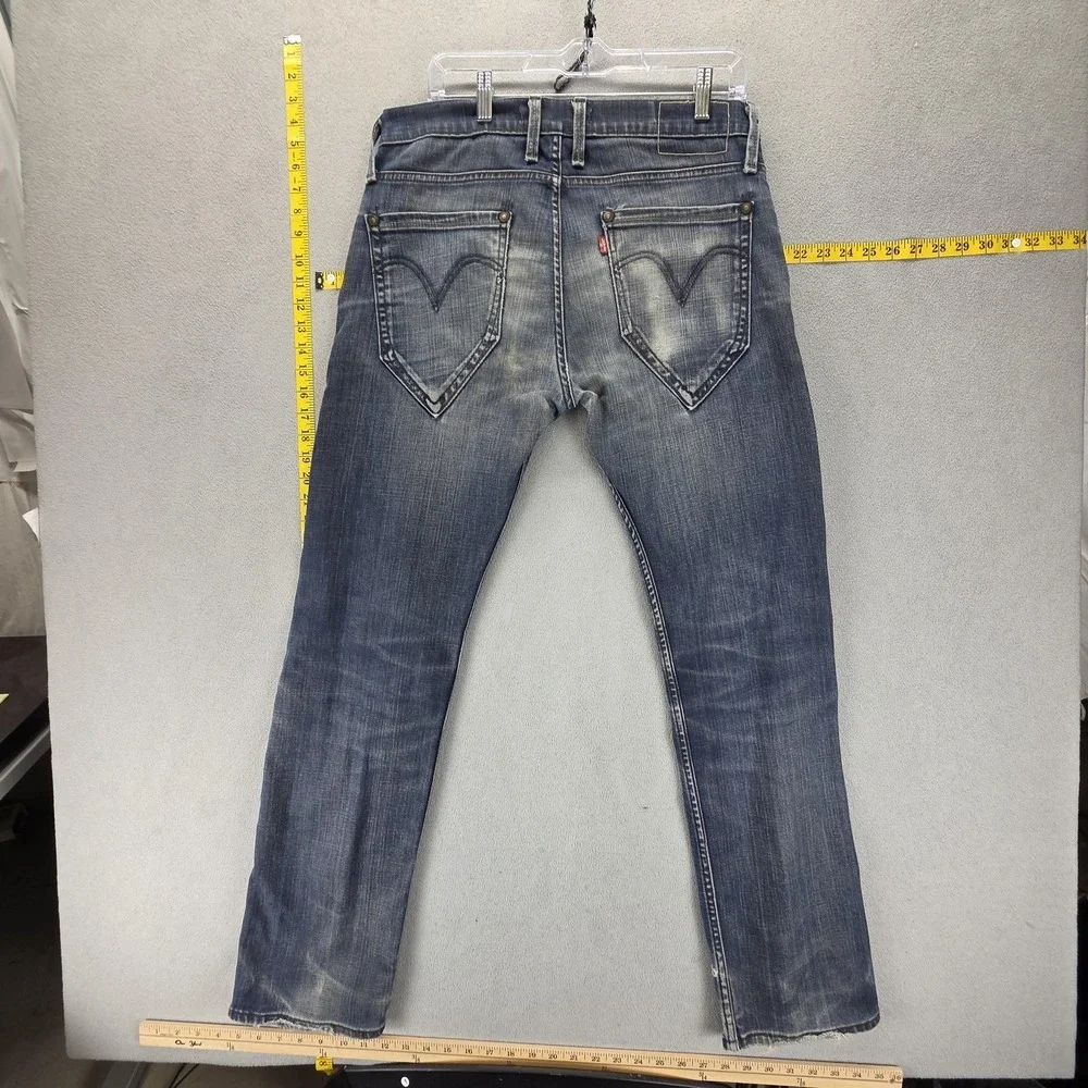 Vintage Levis Engineered Jeans Mens 33x32 Blue 504 Loose Whiskers Honeycomb